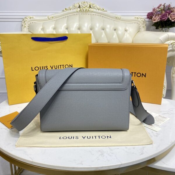 1:1 Replica Louis Vuitton LV New Flap Messenger Taiga Grey Unique Bag For Men M30808 - 11.1in/28.3cm