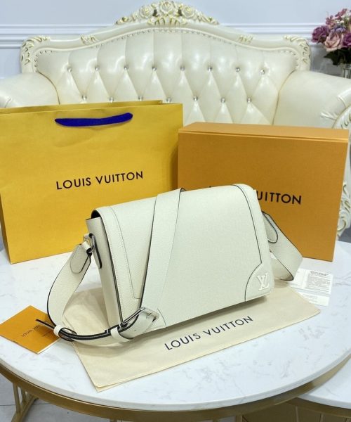 1:1 Replica Louis Vuitton LV New Flap Messenger Taiga White Unique Bag For Men - 11.1in/28.3cm