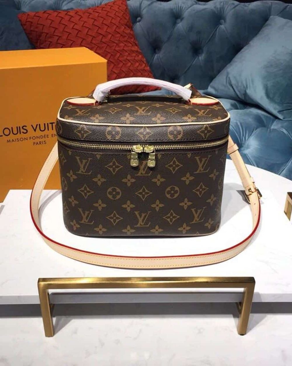 1:1 Replica Louis Vuitton LV Nice BB Toiletry Pouch Monogram Canvas Luxury Bag For Women M42265 - 9.4in/24cm