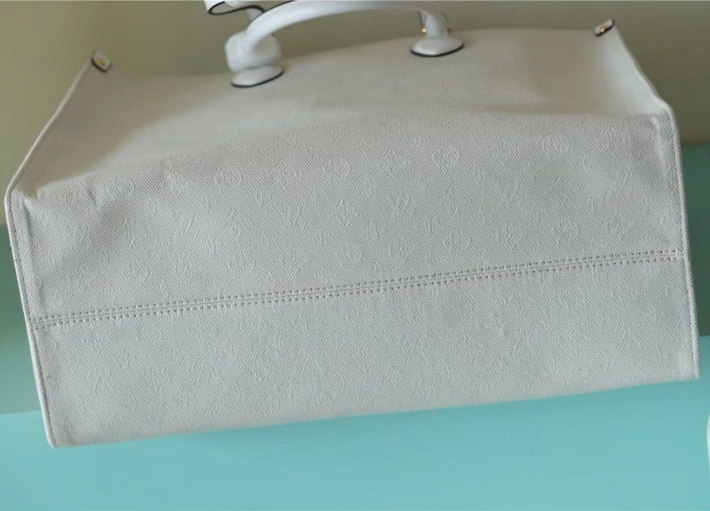 1:1 Replica Louis Vuitton LV Onthego GM Monogram Giant And Raffia White/ Yellow Luxury Bag For Women M20815 - 41cm/16.1in