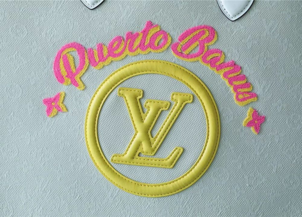 1:1 Replica Louis Vuitton LV Onthego GM Monogram Giant And Raffia White/ Yellow Luxury Bag For Women M20815 - 41cm/16.1in