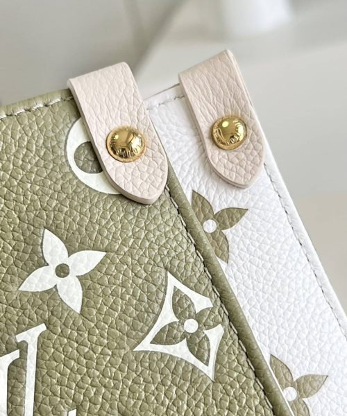 1:1 Replica Louis Vuitton LV Onthego MM Monogram Empreinte Khaki Green Luxury Bag For Women M46060 - 35cm