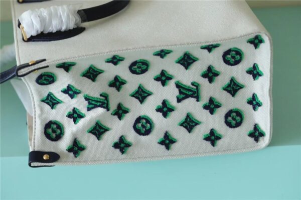 1:1 Replica Louis Vuitton LV Onthego MM Monogram Giant And Raffia White/ Black Luxury Bag For Women - 35cm/13.8in