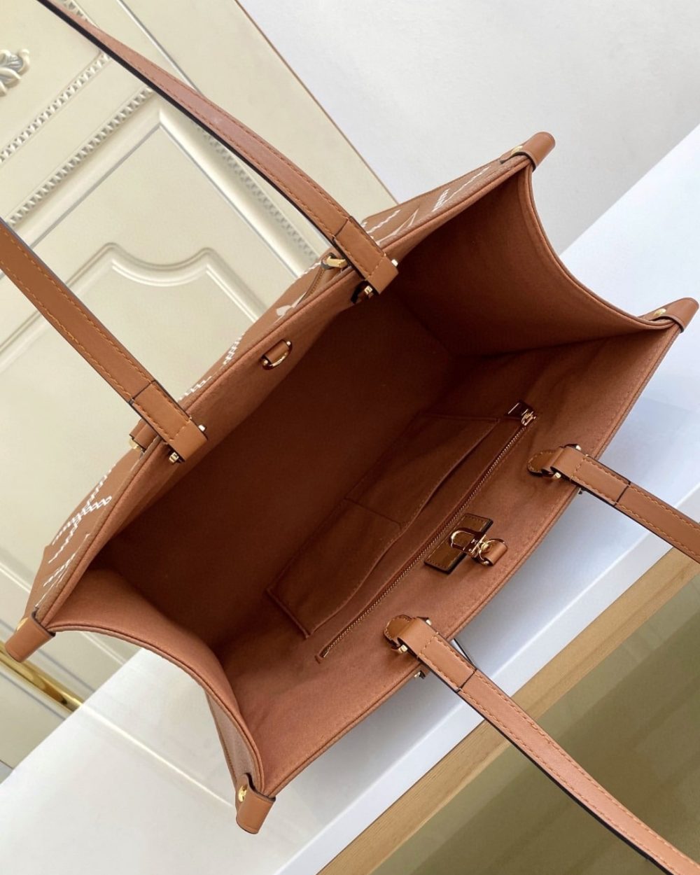 1:1 Replica Louis Vuitton LV Onthego MM Monogram Empreinte Arizona Brown Luxury Bag For Women M46015 - 13.8in/35cm