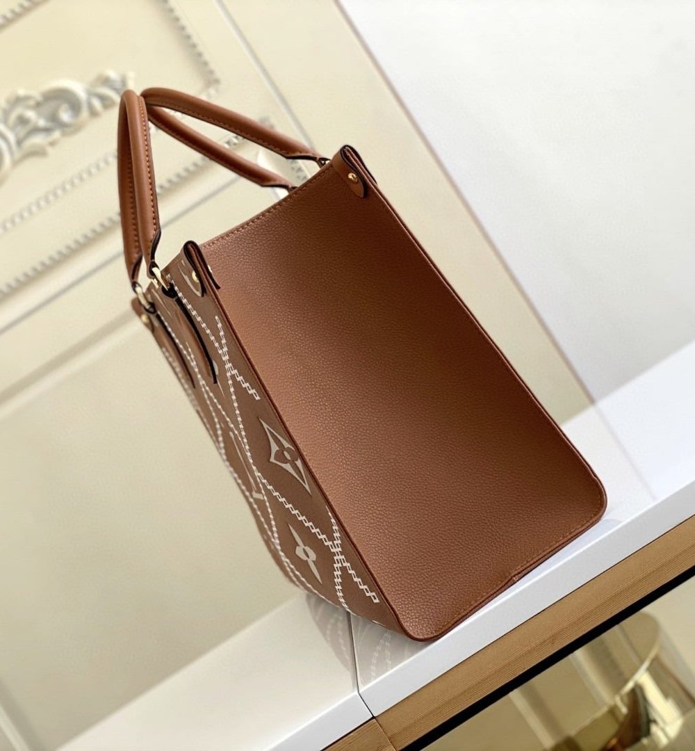 1:1 Replica Louis Vuitton LV Onthego MM Monogram Empreinte Arizona Brown Luxury Bag For Women M46015 - 13.8in/35cm