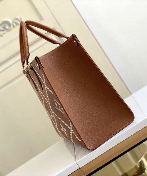 1:1 Replica Louis Vuitton LV Onthego MM Monogram Empreinte Arizona Brown Luxury Bag For Women M46015 - 13.8in/35cm