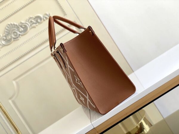1:1 Replica Louis Vuitton LV Onthego MM Monogram Empreinte Arizona Brown Luxury Bag For Women M46015 - 13.8in/35cm