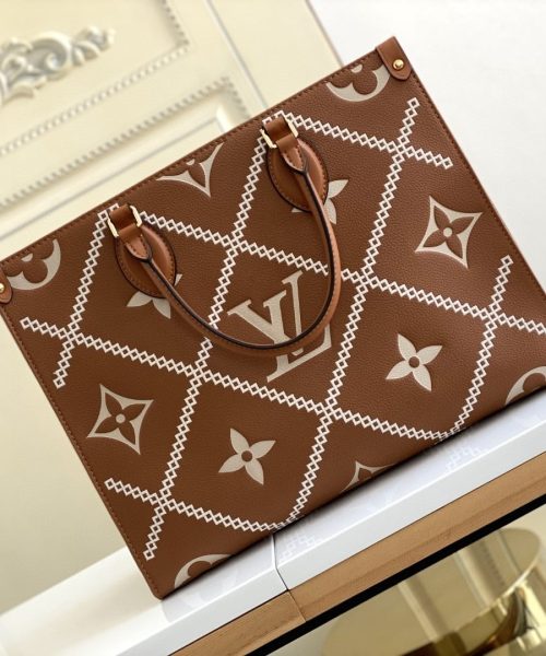 1:1 Replica Louis Vuitton LV Onthego MM Monogram Empreinte Arizona Brown Luxury Bag For Women M46015 - 13.8in/35cm