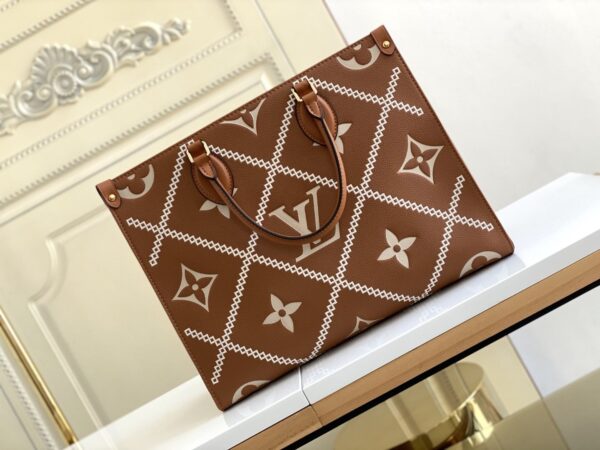 1:1 Replica Louis Vuitton LV Onthego MM Monogram Empreinte Arizona Brown Luxury Bag For Women M46015 - 13.8in/35cm