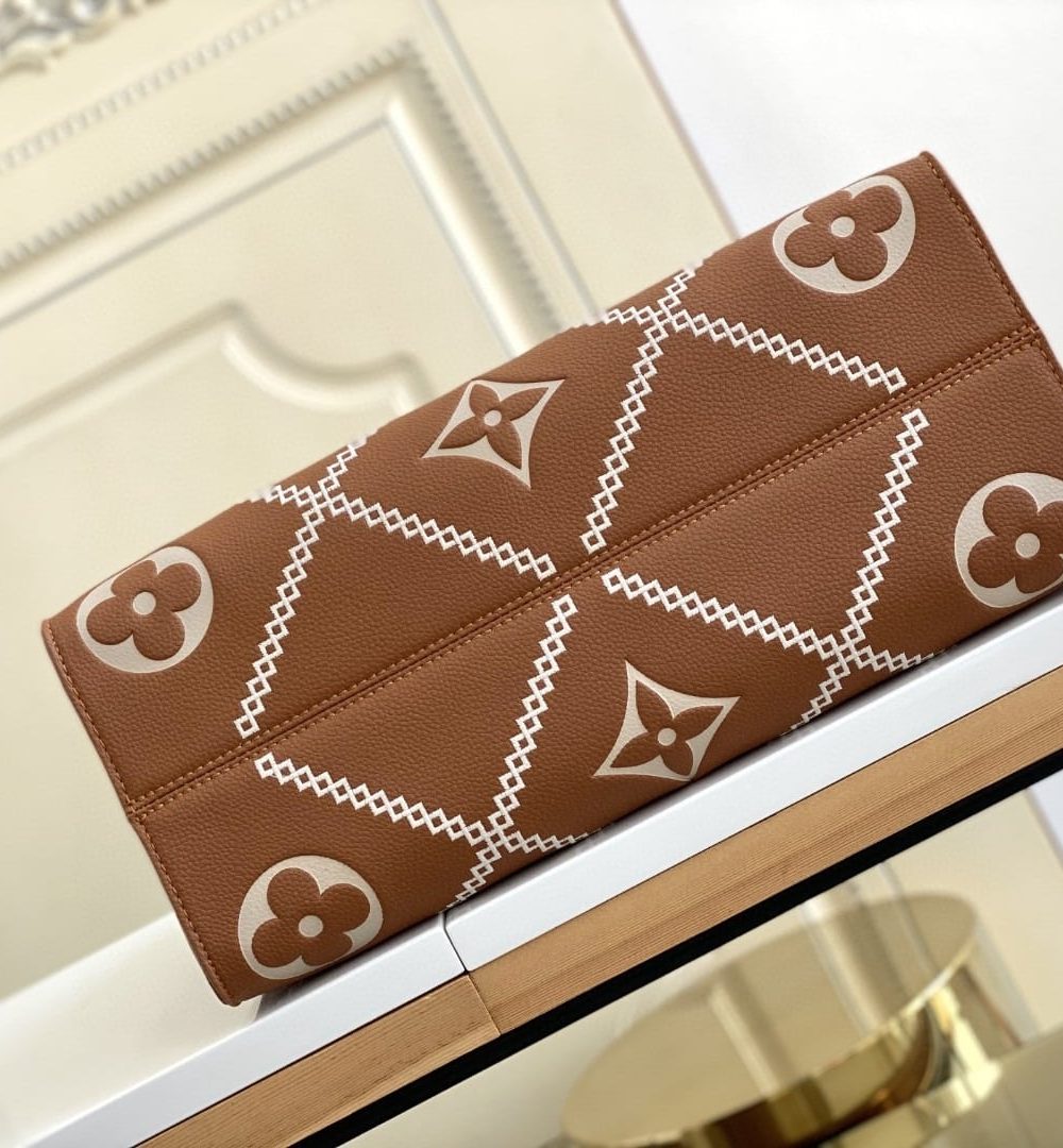 1:1 Replica Louis Vuitton LV Onthego MM Monogram Empreinte Arizona Brown Luxury Bag For Women M46015 - 13.8in/35cm