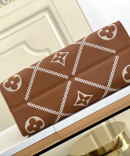 1:1 Replica Louis Vuitton LV Onthego MM Monogram Empreinte Arizona Brown Luxury Bag For Women M46015 - 13.8in/35cm