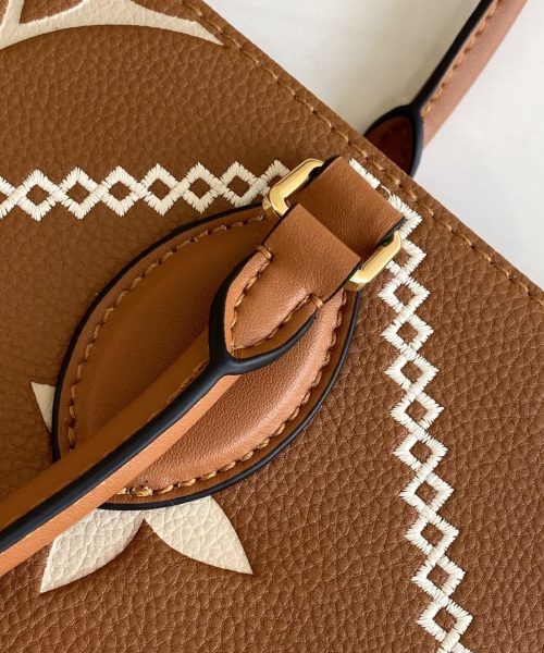 1:1 Replica Louis Vuitton LV Onthego MM Monogram Empreinte Arizona Brown Luxury Bag For Women M46015 - 13.8in/35cm