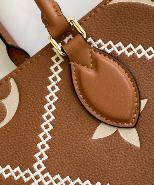 1:1 Replica Louis Vuitton LV Onthego MM Monogram Empreinte Arizona Brown Luxury Bag For Women M46015 - 13.8in/35cm