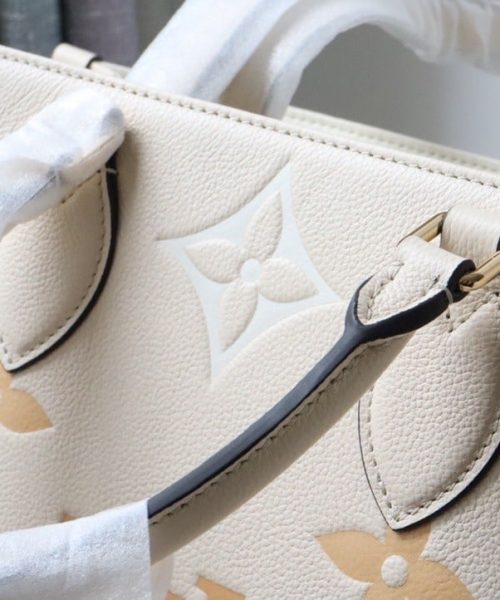 1:1 Replica Louis Vuitton LV OnTheGo MM Monogram Empreinte Cream Luxury Bag For Women M45717 - 13.8in/35cm