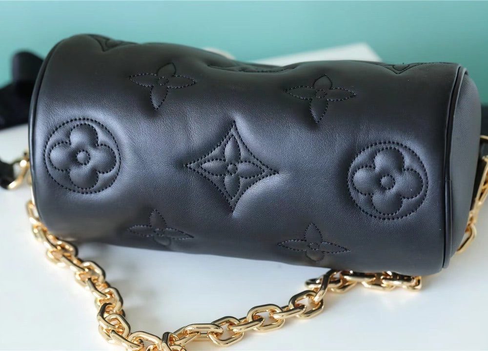 1:1 Replica Louis Vuitton LV Papillon BB Bubblegram Leather Black Luxry Bag For Women M59800 - 20cm