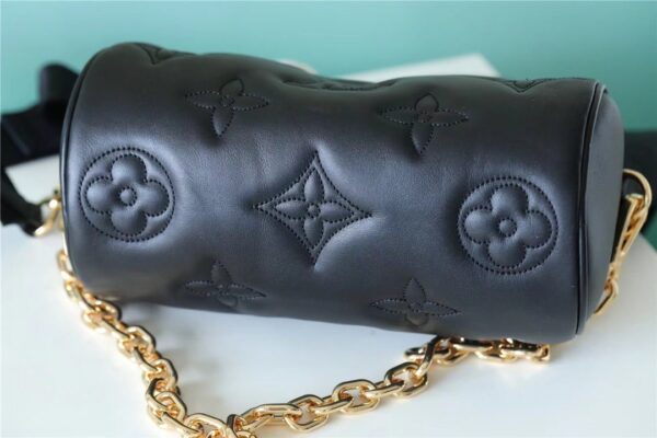 1:1 Replica Louis Vuitton LV Papillon BB Bubblegram Leather Black Luxry Bag For Women M59800 - 20cm