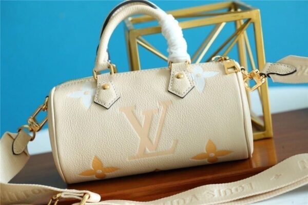 1:1 Replica Louis Vuitton LV Papillon BB Monogram Empreinte Beige Luxury Bag For Women - 7.9in/20cm