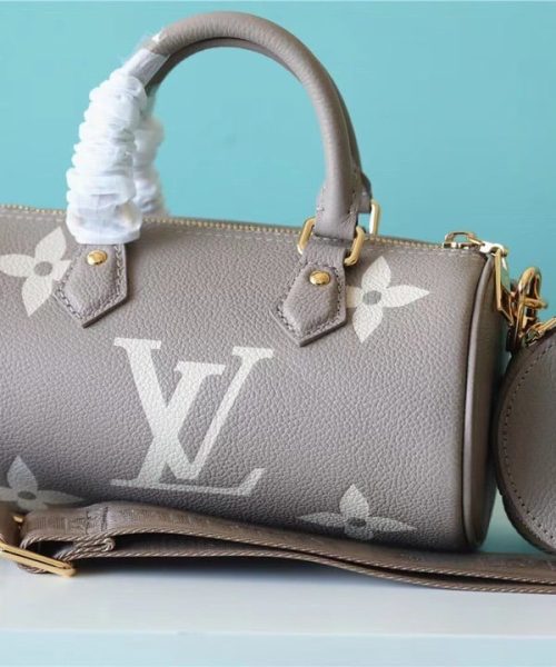 1:1 Replica Louis Vuitton LV Papillon BB Monogram Empreinte Tourterelle / Creme Beige Luxury Bag For Women M46031 - 7.9in/20cm
