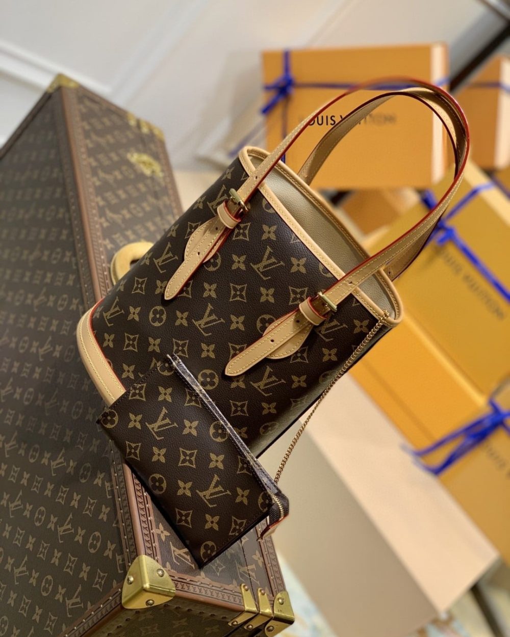 1:1 Replica Louis Vuitton LV Petit Bucket Bag Monogram Canvas Luxury Bag For Women M42238 - 10.2in/26cm