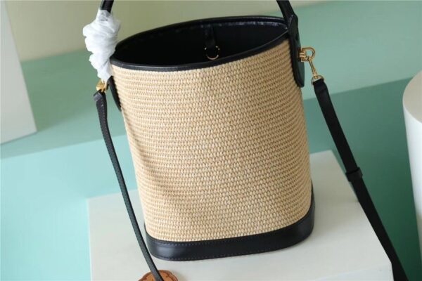 1:1 Replica Louis Vuitton LV Petit Bucket Raffia Black Luxury Bag For Women M59961 - 9.4in/24cm