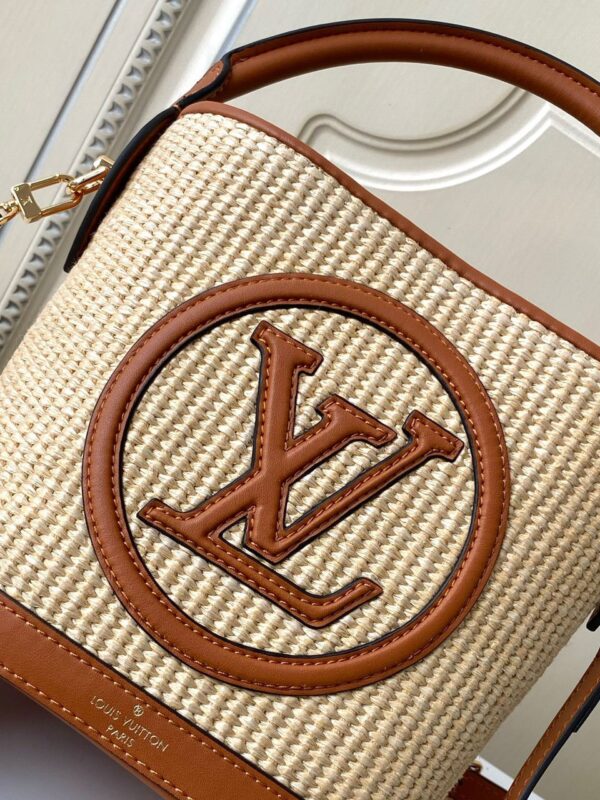 1:1 Replica Louis Vuitton LV Petit Bucket Raffia Caramel Brown Luxury Bag For Women M59961 - 9.4in/24cm