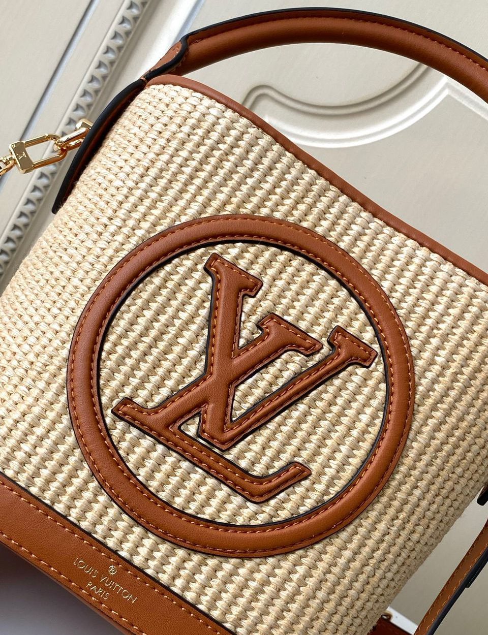 1:1 Replica Louis Vuitton LV Petit Bucket Raffia Caramel Brown Luxury Bag For Women M59961 - 9.4in/24cm