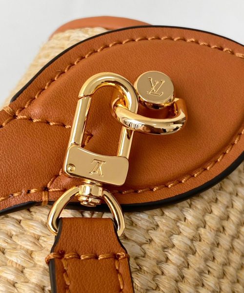 1:1 Replica Louis Vuitton LV Petit Bucket Raffia Caramel Brown Luxury Bag For Women M59961 - 9.4in/24cm