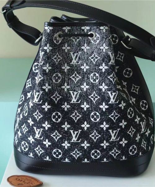 1:1 Replica Louis Vuitton LV Petit Noe Monogram Jacquard Denim Black Luxury Bag For Women - 11.2in/28.5cm