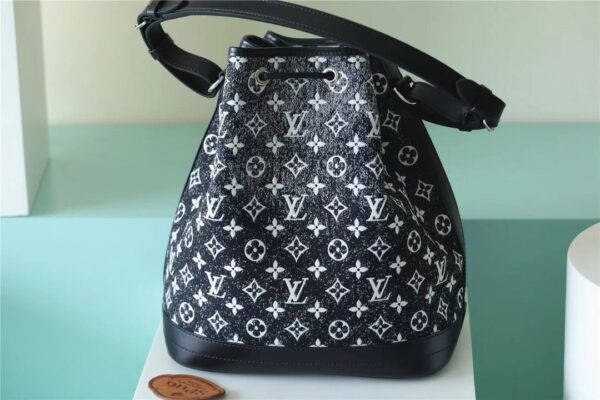 1:1 Replica Louis Vuitton LV Petit Noe Monogram Jacquard Denim Black Luxury Bag For Women - 11.2in/28.5cm