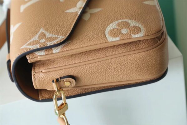 1:1 Replica Louis Vuitton LV Pochette Metis Monogram Empreinte Arizona Brown / Creme Beige Luxury Bag For Women M46018 - 9.8n/25cm