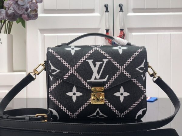 1:1 Replica Louis Vuitton LV Pochette Metis Monogram Empreinte Black Luxury Bag For Women M46028 - 9.8in/25cm