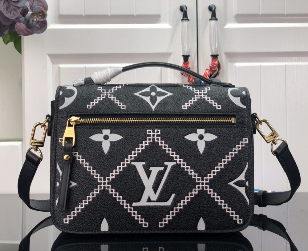 1:1 Replica Louis Vuitton LV Pochette Metis Monogram Empreinte Black Luxury Bag For Women M46028 - 9.8in/25cm