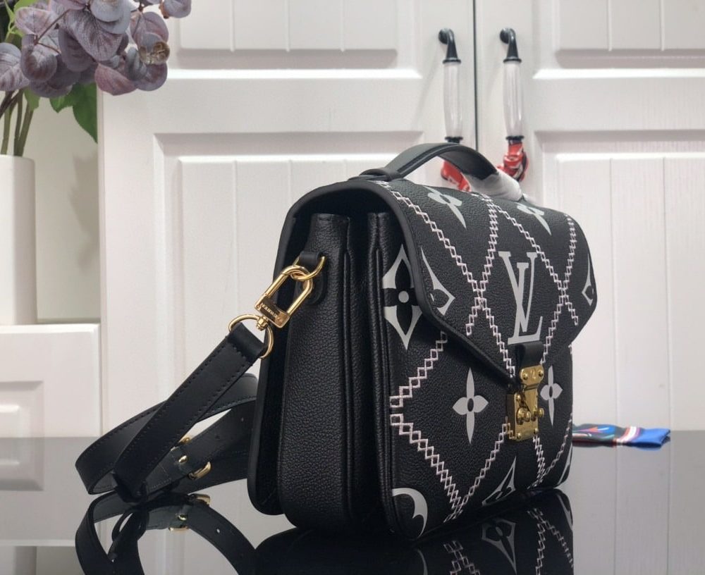 1:1 Replica Louis Vuitton LV Pochette Metis Monogram Empreinte Black Luxury Bag For Women M46028 - 9.8in/25cm