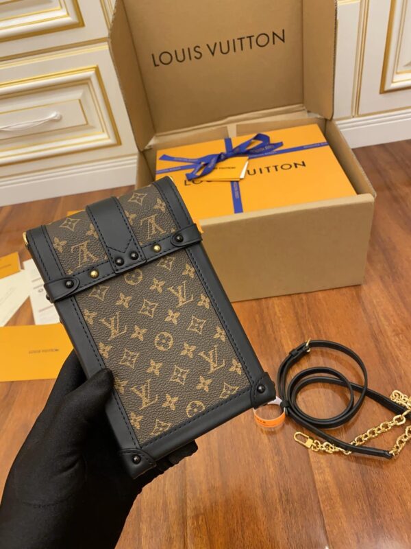 1:1 Replica Louis Vuitton LV Pochette Trunk Verticale Monogram Canvas Black Luxury Bag For Women M63913 - 6.9in/18cm