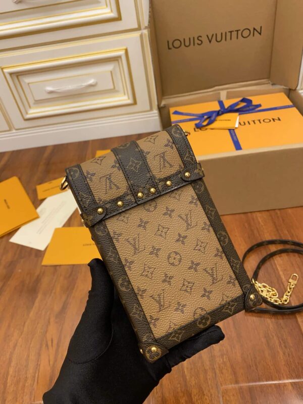 1:1 Replica Louis Vuitton LV Pochette Trunk Verticale Monogram Reverse With Monogram Canvas Luxury Bag For Women M67873 - 6.9in/18cm