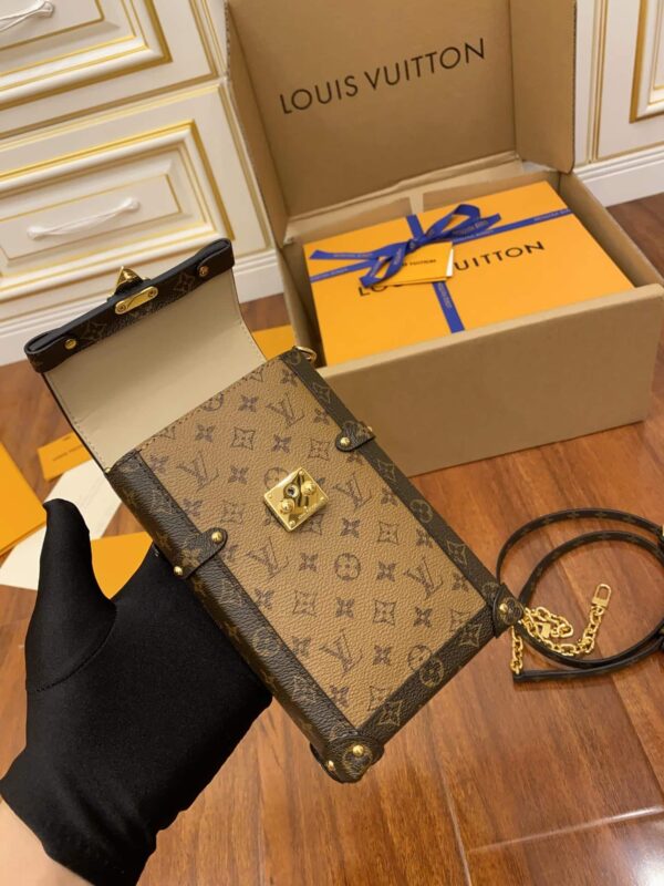 1:1 Replica Louis Vuitton LV Pochette Trunk Verticale Monogram Reverse With Monogram Canvas Luxury Bag For Women M67873 - 6.9in/18cm