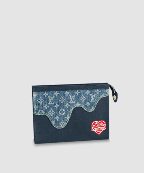 1:1 Replica Louis Vuitton LV Pochette Voyage MM Monogram Drip Blue By Nigo Unique Bag For Men M45961 - 27cm