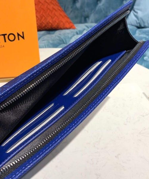 1:1 Replica Louis Vuitton LV Pochette Voyage MM Monogram Eclipse Canvas Pacific Blue Unique Bag For Men M30423 - 10.6in/27cm