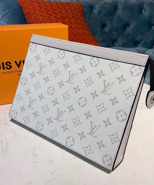 1:1 Replica Louis Vuitton LV Pochette Voyage MM Monogram Eclipse Canvas Sier Unique bag For Men - 10.6in/27cm