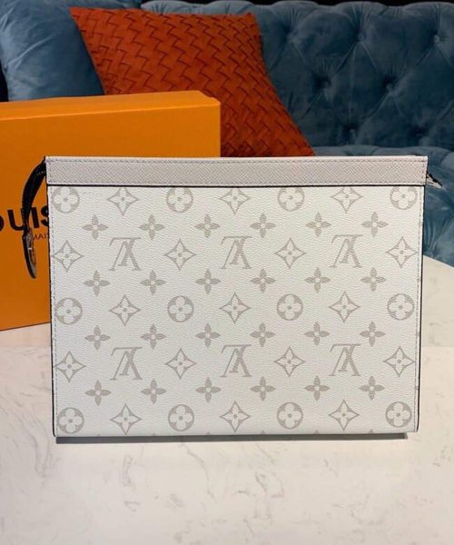 1:1 Replica Louis Vuitton LV Pochette Voyage MM Monogram Eclipse Canvas Sier Unique bag For Men - 10.6in/27cm