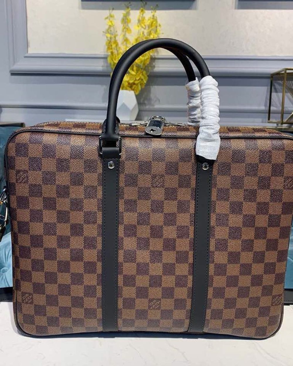 1:1 Replica Louis Vuitton LV Porte-Documents Voyage PM Damier Ebene Canvas Luxury Bag For Women N41466 - 14.6in/37cm