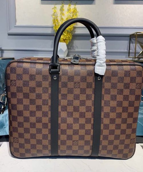 1:1 Replica Louis Vuitton LV Porte-Documents Voyage PM Damier Ebene Canvas Luxury Bag For Women N41466 - 14.6in/37cm