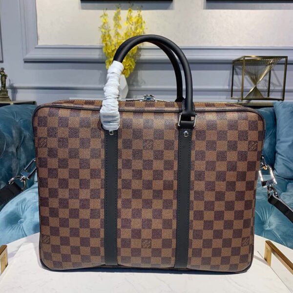 1:1 Replica Louis Vuitton LV Porte-Documents Voyage PM Damier Ebene Canvas Luxury Bag For Women N41466 - 14.6in/37cm