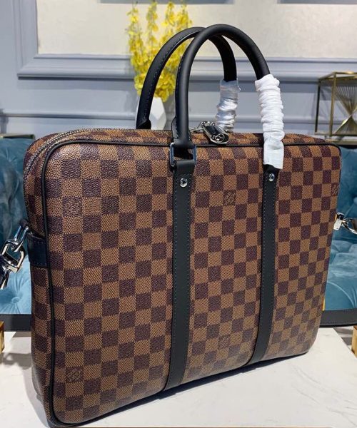 1:1 Replica Louis Vuitton LV Porte-Documents Voyage PM Damier Ebene Canvas Luxury Bag For Women N41466 - 14.6in/37cm