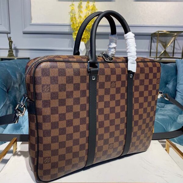 1:1 Replica Louis Vuitton LV Porte-Documents Voyage PM Damier Ebene Canvas Luxury Bag For Women N41466 - 14.6in/37cm