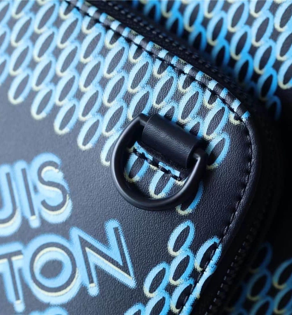 1:1 Replica Louis Vuitton LV Racer Damier Spray Blue Unique Bag For Men - 16in/41cm