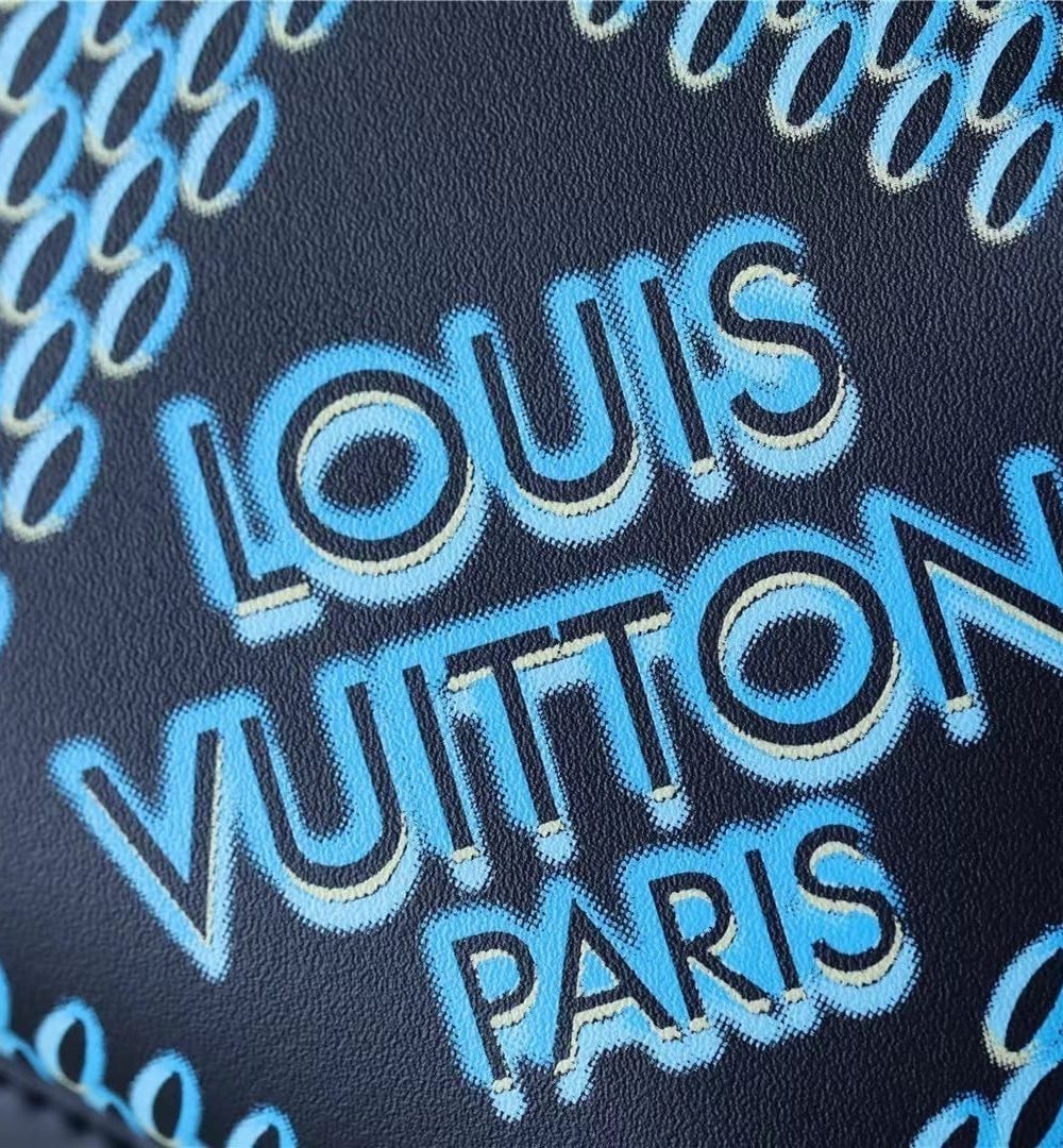1:1 Replica Louis Vuitton LV Racer Damier Spray Blue Unique Bag For Men - 16in/41cm