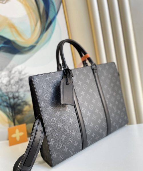 1:1 Replica Louis Vuitton LV Sac Plat Horizontal Zippe Monogram Eclipse Unique Bag For Men M45265 - 15.4in/39cm