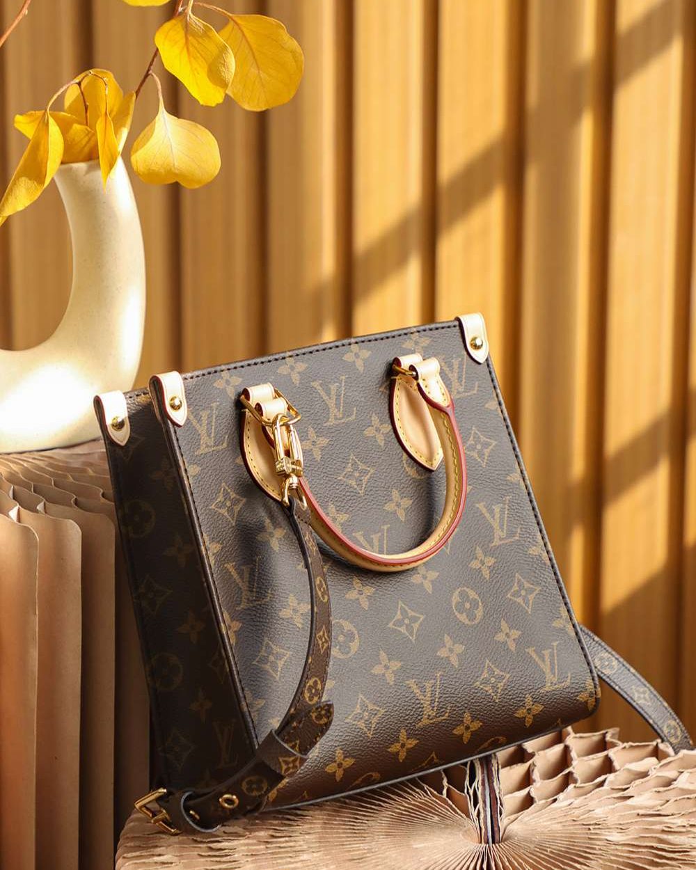 1:1 Replica Louis Vuitton LV Sac Plat PM Monogram Canvas Brown Luxury Bag For Women M45847 - 32cm / 12.6in