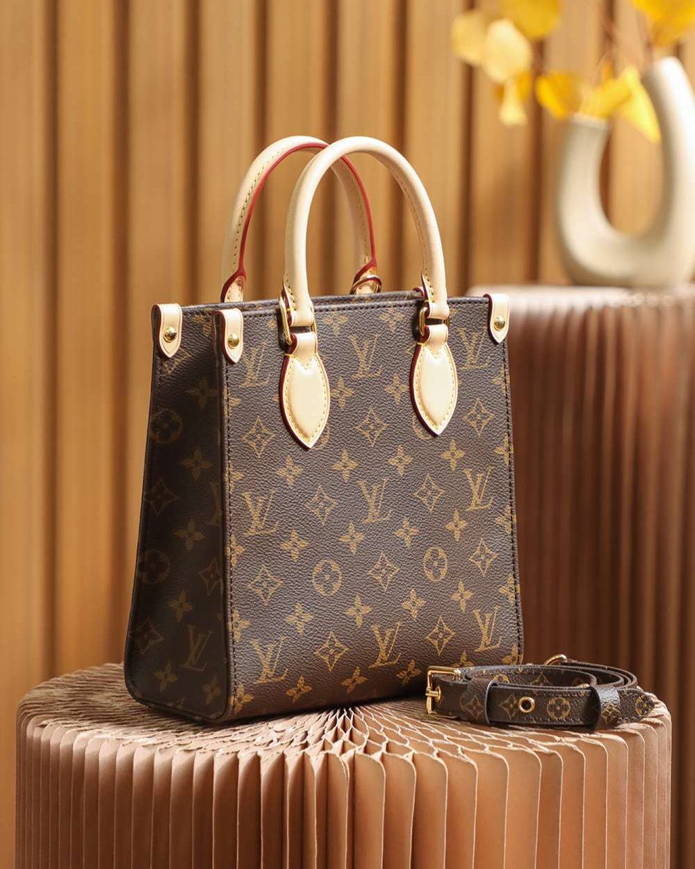1:1 Replica Louis Vuitton LV Sac Plat PM Monogram Canvas Brown Luxury Bag For Women M45847 - 32cm / 12.6in